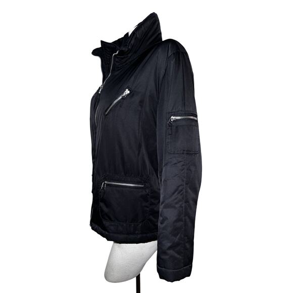 CHICO'S Jacket Size L (2) Black Polyester Puffer Zip Pocket Zippered Coat - Picture 5 of 7